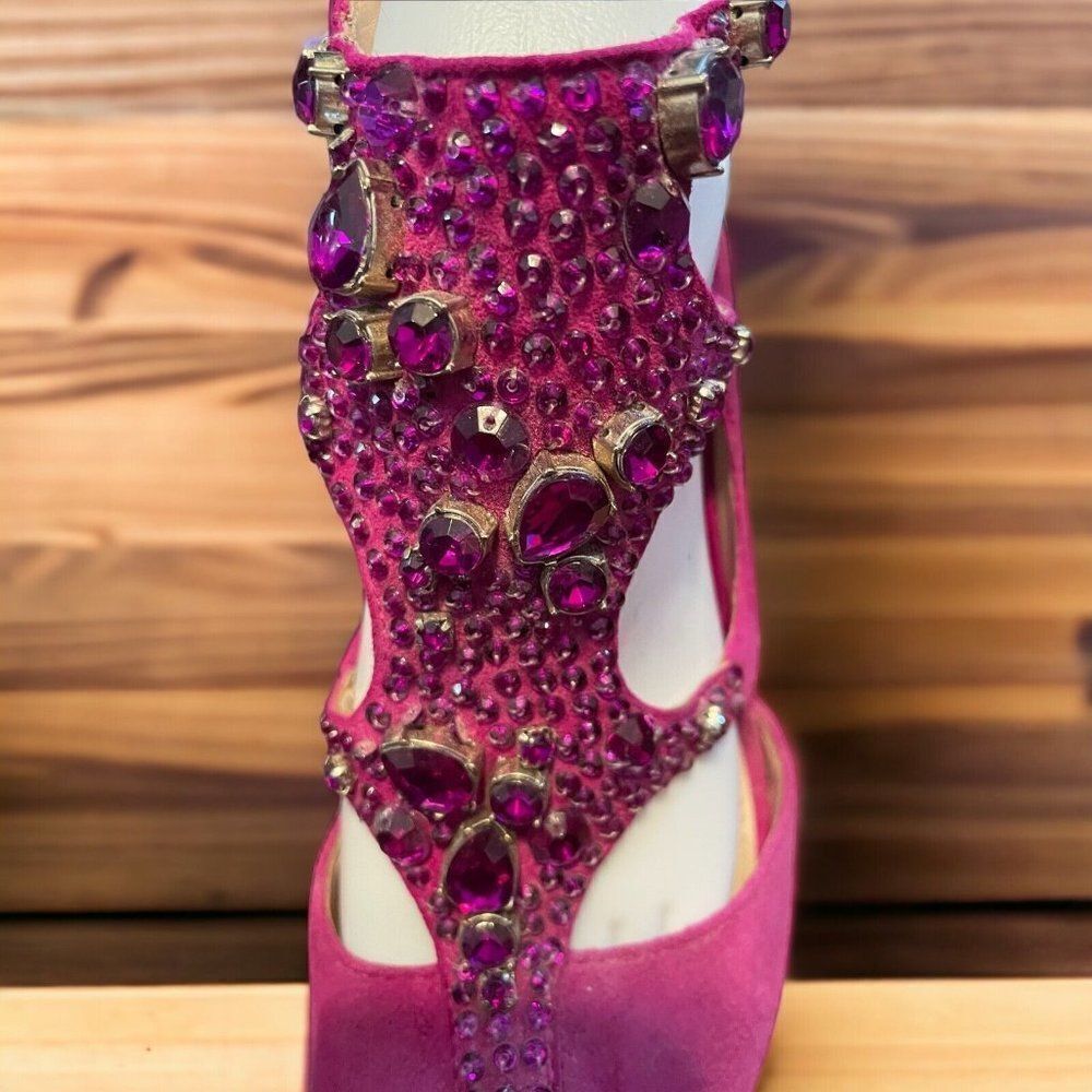 Vince Camuto Jobelle Berry Pink True Suede embellished 7.5 - Picture 3 of 9